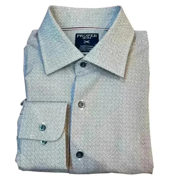 NWOT Proper Sport Light Blue Check Dress Men Shirt Size S. Slim - Picture 1 of 9